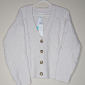 3182 NWT Pinque Marci V Neck Cable Cardigan Sz XL Color Magic Stone